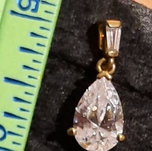 AUTHENTIC DIAMONELLE 14K YELLOW GOLD OVER STERLING SILVER WEDDING PENDANT LARGE